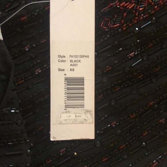 Parker Black Red Beaded Mini Dress Feathers XS - Picture 6 of 7